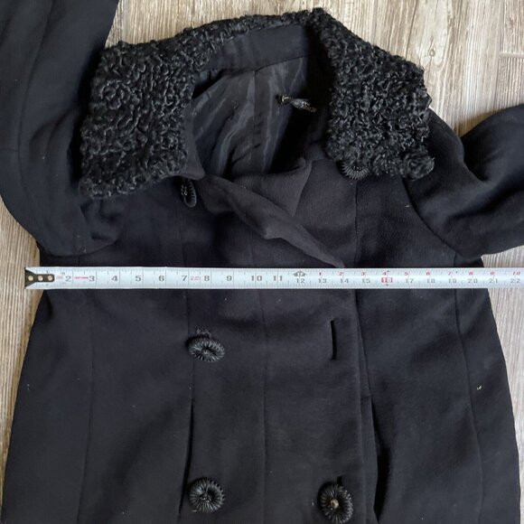 Vintage Michel Goma Coat Paris Black 50s Wool Button Down Coat Heavy‎ Lined - Picture 8 of 13